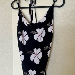 Sweet Sweet Honey Midnight Hibisicus Black Slit Dress